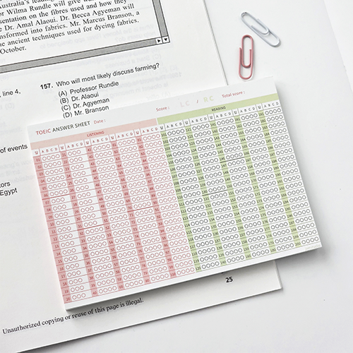 韩国正品jamstudio 选择题练习红绿答题卡便签本记录册50张 OMR