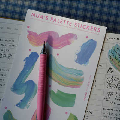 韩国正品fruitfries颜料调色标签贴咕卡手账拼贴素材日记装饰贴纸