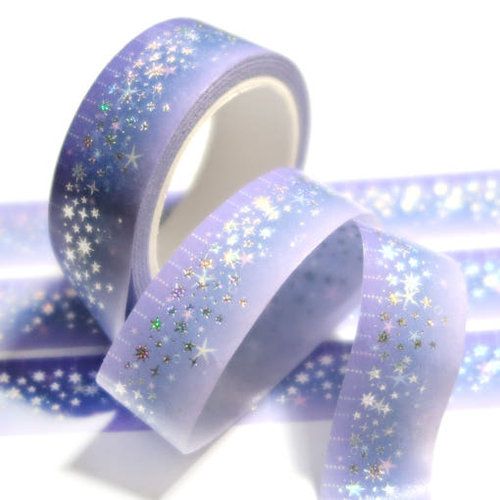 韩国正品st2krs 美纹手帐日记装饰模切全息闪光贴纸胶带 小星星