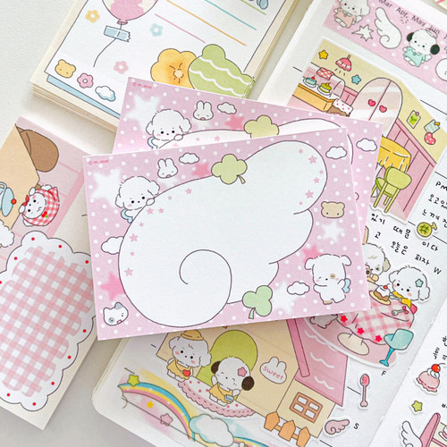 韩国正品mummuz彩页棉花糖小狗拍纸本便签本留言本备忘记事纸50张