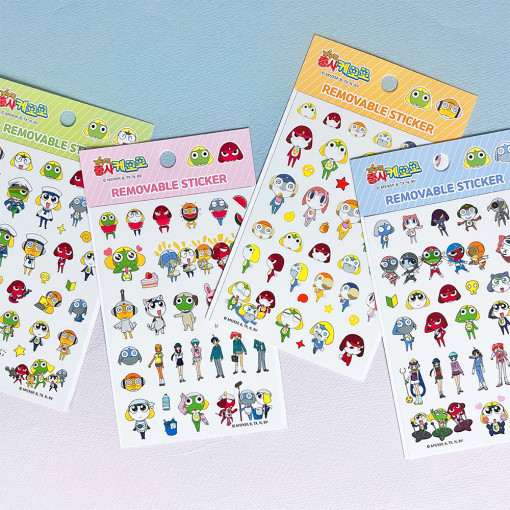 韩国正品keroro军曹 可移手账贴纸N次贴装饰贴纸卡通无痕贴画1张