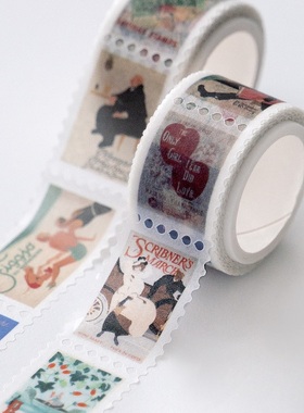 韩国正品202hosil复古邮票美纹手帐日记装饰模切贴纸胶带stampcut