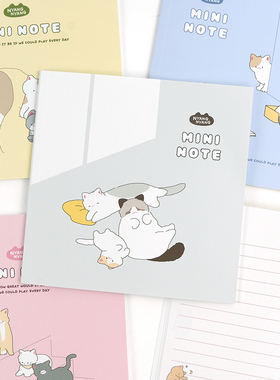 韩国正品pinkfoot 猫咪迷你线条笔记本正方形横线记事本mini note