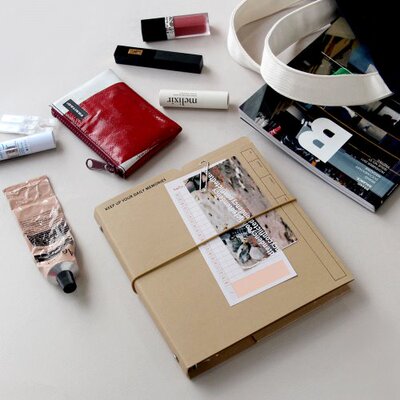 韩国正品jamstudio A6宽版6孔折叠绑带日记本记事本square diary