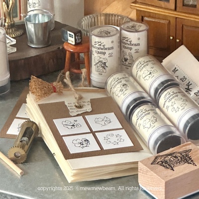 韩国正品mewmewbeam 复古怀旧装饰图章印章油墨印戳stamp ver.6