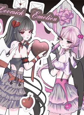 韩国正品NCHO 漫画少女咕卡手账日记装饰贴纸 Love sick emotions