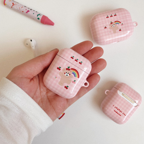 韩国代购malling booth 樱桃小熊AirPods123代蓝牙无线耳机保护套