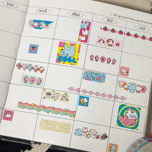 韩国正品sukeydokey 25mm美纹手帐装饰贴纸胶带 方形条状番茄鱼饼