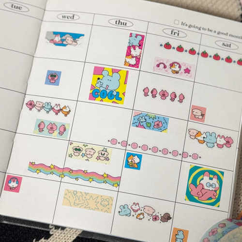 韩国正品sukeydokey 25mm美纹手帐装饰贴纸胶带 方形条状番茄鱼饼