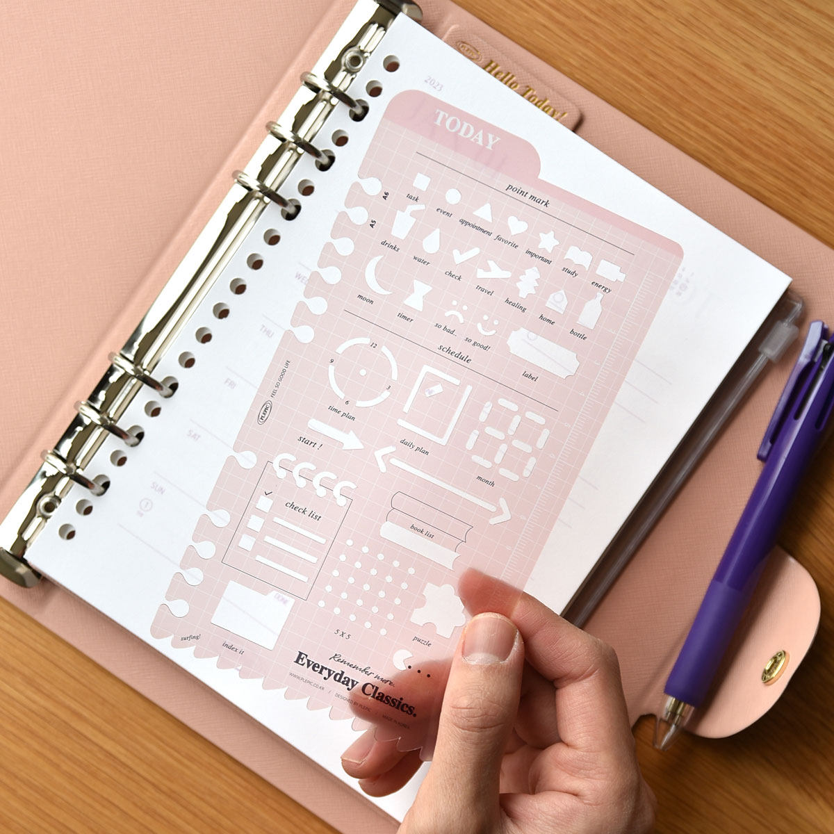 韩国正品plepic 万花尺绘画模板尺a5/a6笔记本活页夹书签bookmark