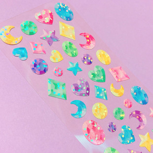 韩国正品manta box 亮片全息手帐日记咕卡装饰贴纸 Gemstones宝石