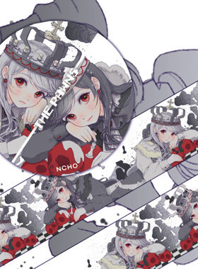 韩国正品NCHO 漫画少女插图美纹花纹手帐纸质胶带 The Pawns-3cm