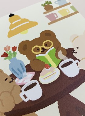 韩国正品TETEUM 眼镜小熊最喜欢的时光明信片可爱卡片 postcard