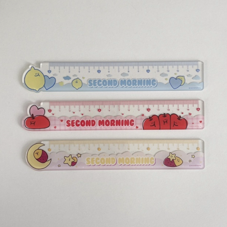 한국어  두 번째 아침 아크릴 15CM 인쇄 눈금자 학생 문구 수학 도구 눈금자