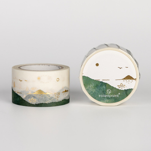 韩国正品rolledpaint森屿河畔青草美纹花纹烫金手帐贴ins和纸胶带