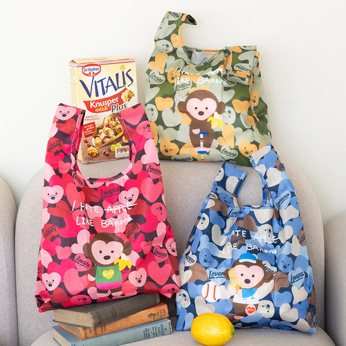 韩国正品BRUNCH BROTHER 小号猴子轻便可折叠环保购物袋防水袋子S