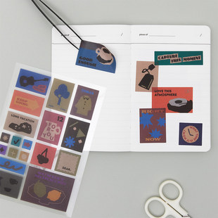 纸矩形咕卡手账日记装 韩国正品 哑光铜版 work 饰贴纸包6张 live