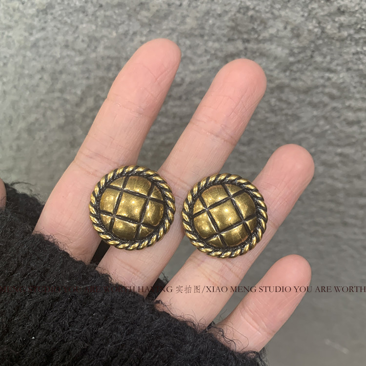 晓梦复古港风金属古铜色纽扣女装大衣粗花毛衣扣子小众设计感