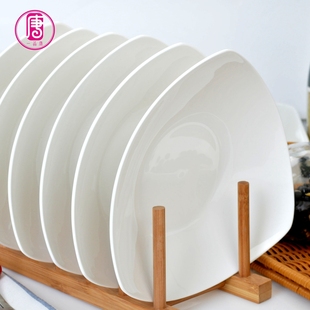 白瓷盘子菜盘家用纯白色骨瓷三角形创意8.5英寸陶瓷餐具异形碟子