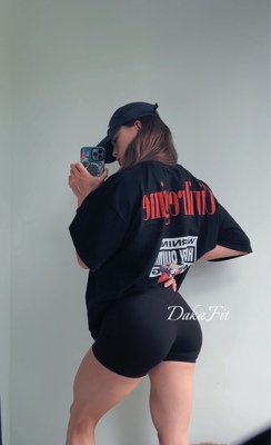 DakaFit 哈莉小丑女T恤男女士棉短袖狼头衫健身圆领健身上衣