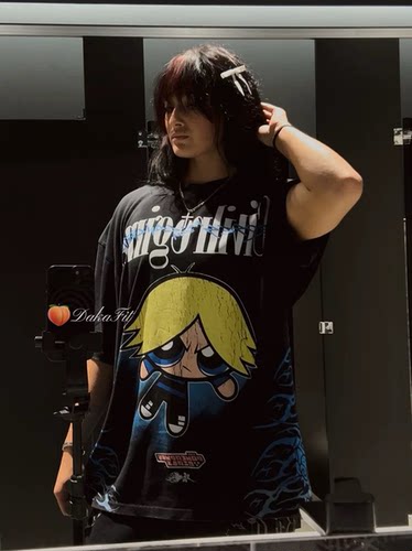 DakaFit Civilregime美式飞天小女警宽松运动纯棉短袖情侣T恤女