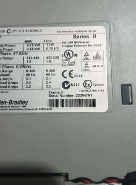 AB罗克韦尔变频器 20BC2P1A 3议价