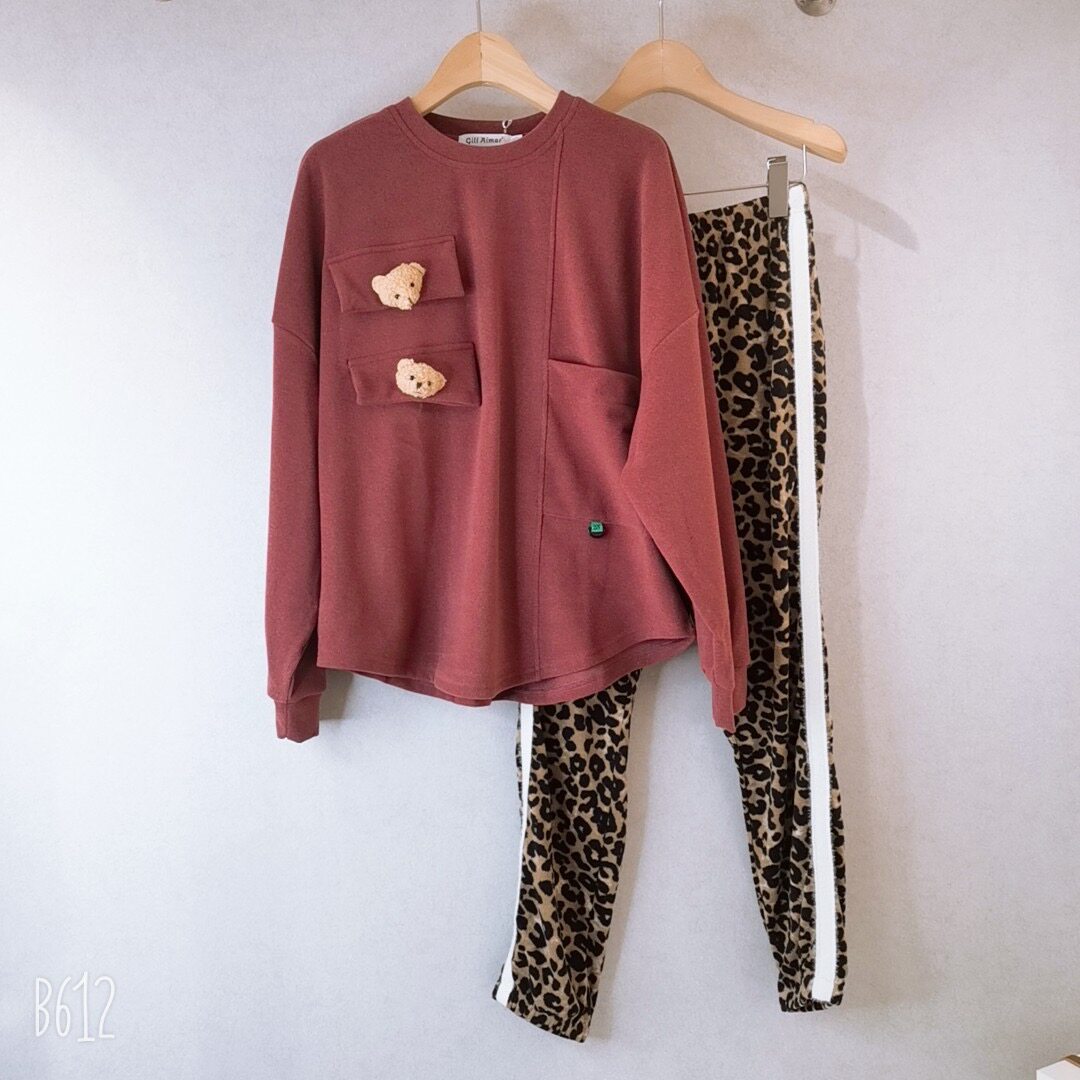 小熊家秋冬新款女士豹纹德芙绒家居服套装保暖柔软洋气宽松可外穿