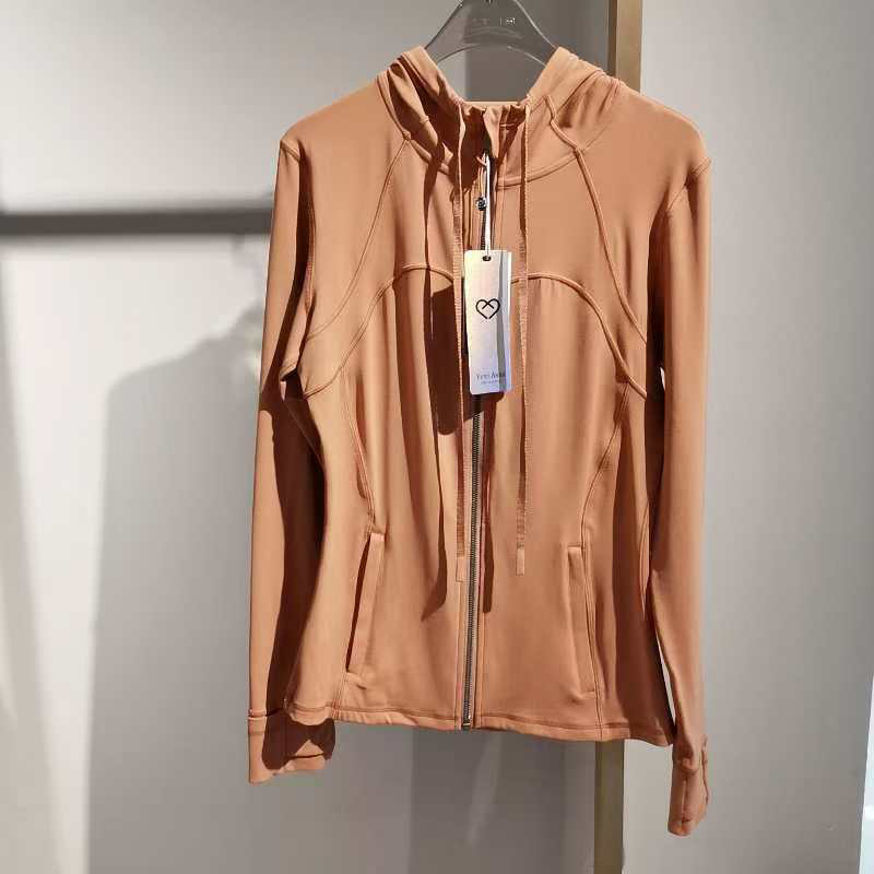 YUYUANNA秋冬新款瘦瘦夹克连帽长款1505女士上衣运动瑜伽外套修身