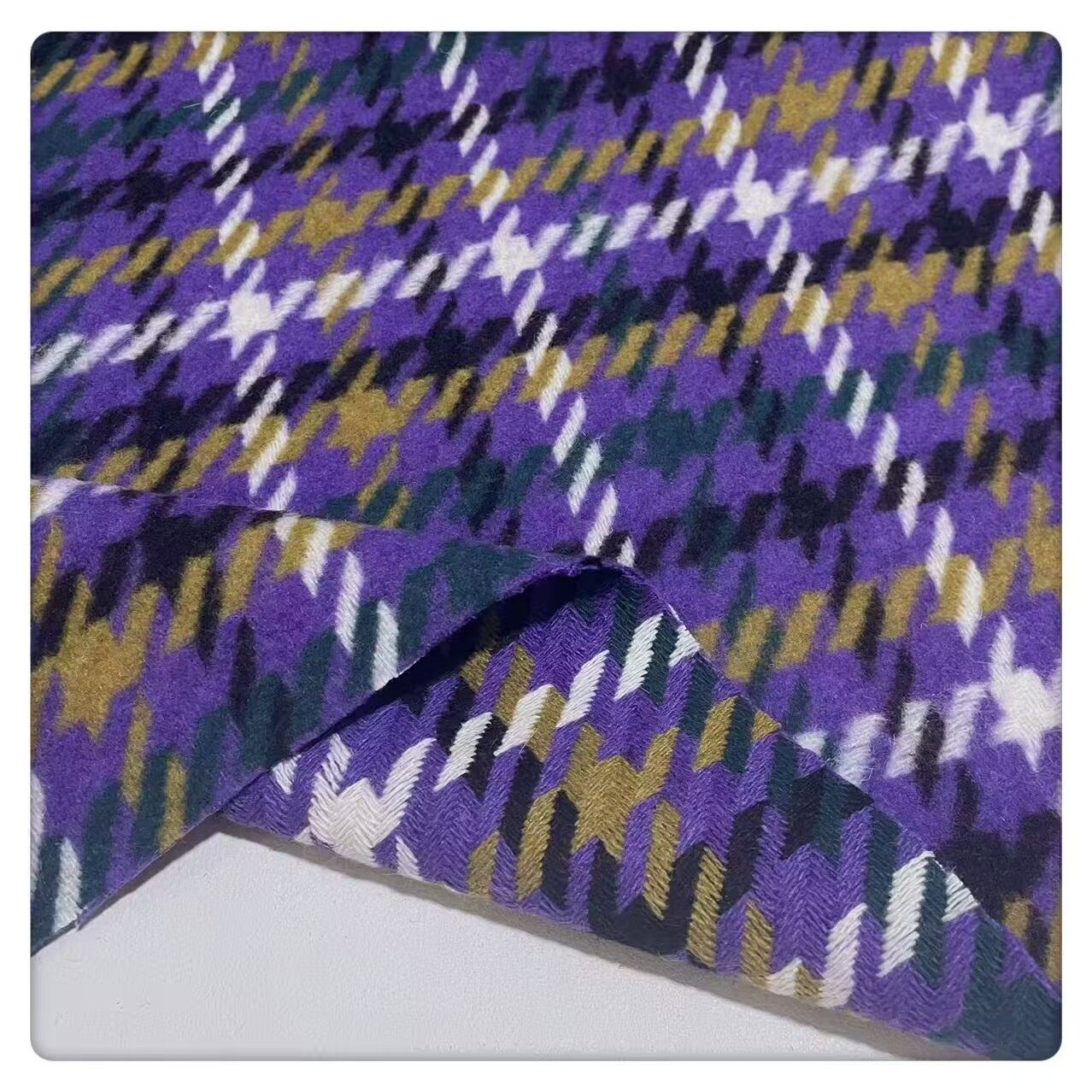 紫黄绿黑白千鸟格羊毛呢混纺布料 外套裙子西装马甲包包秋冬面料,居家布艺,海绵垫/布料/面料/手工diy,淘宝优惠券,粉丝福利购,淘宝优惠卷