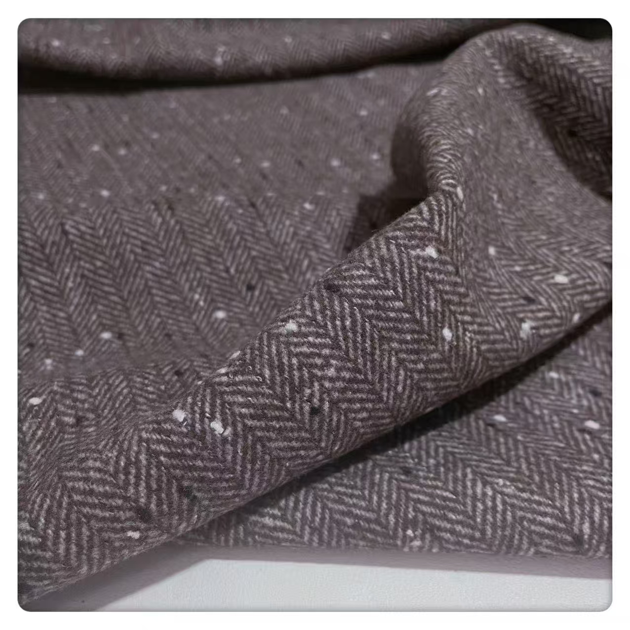 复古浅咖灰岗花呢立体点点羊毛呢面料 外套裙子套装裤子布料