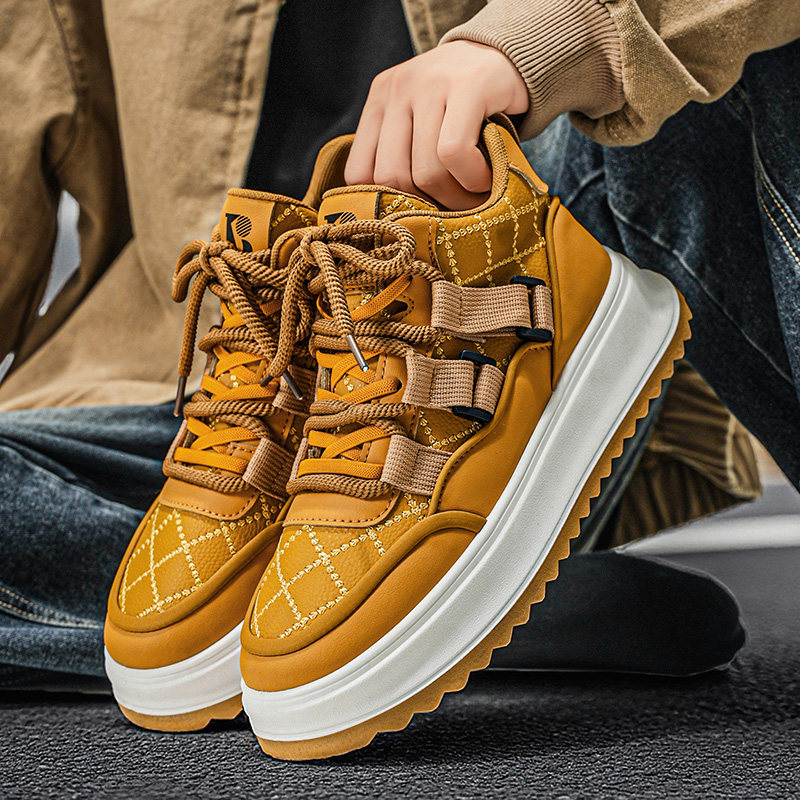 高帮男鞋2026年新款春季潮流运动休闲板鞋工装皮鞋厚底增高马丁靴,流行男鞋,高帮鞋,淘宝优惠券,粉丝福利购,淘宝优惠卷