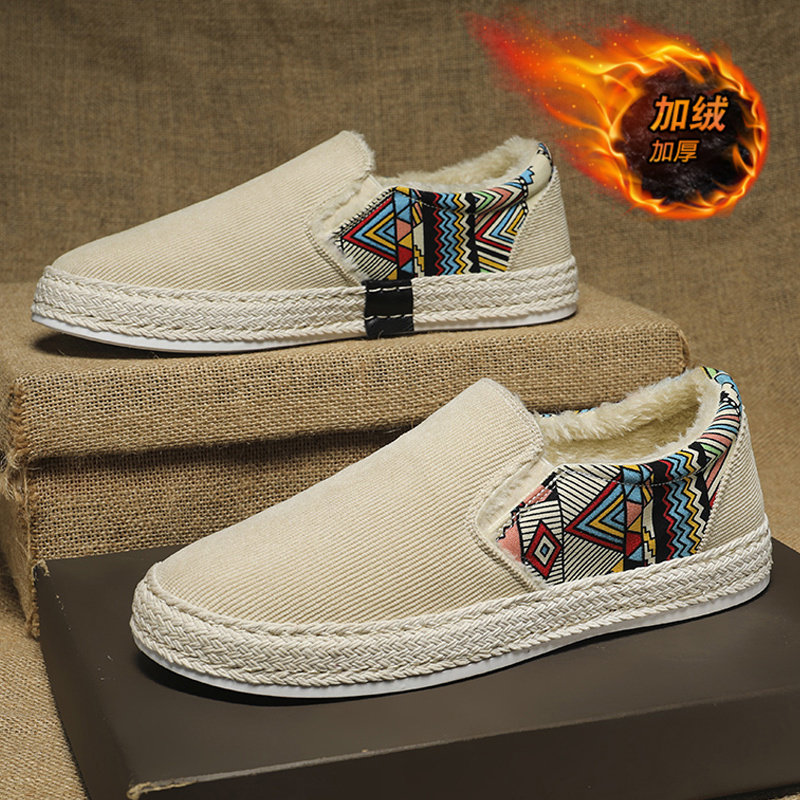 老北京布鞋男冬季加绒加厚休闲板鞋防滑一脚蹬懒人中老年爸爸棉鞋,流行男鞋,高帮鞋,淘宝优惠券,粉丝福利购,淘宝优惠卷