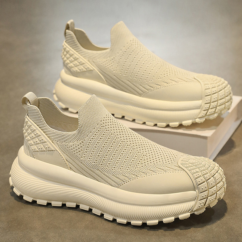 老北京布鞋男款2026新款春季飞织网面鞋运动休闲懒人一脚蹬跑步鞋