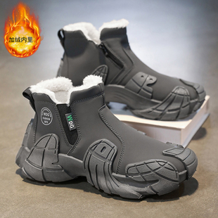 户外穿防水防滑厚底加绒加厚雪地靴马丁潮鞋 2025冬季 男款 高帮棉鞋