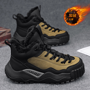 鞋 棉鞋 休闲高帮加绒保暖工装 冬季 防寒厚底耐磨雪地潮靴 男2025新款