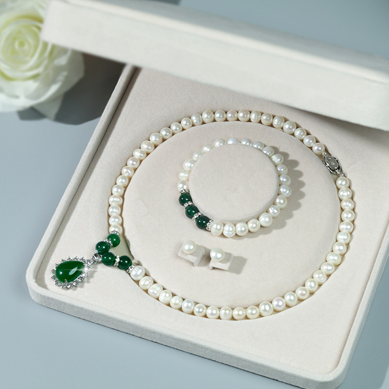 2022新天然淡水珍珠项链妈妈款正品送长辈颈链时尚套装玛瑙礼物女