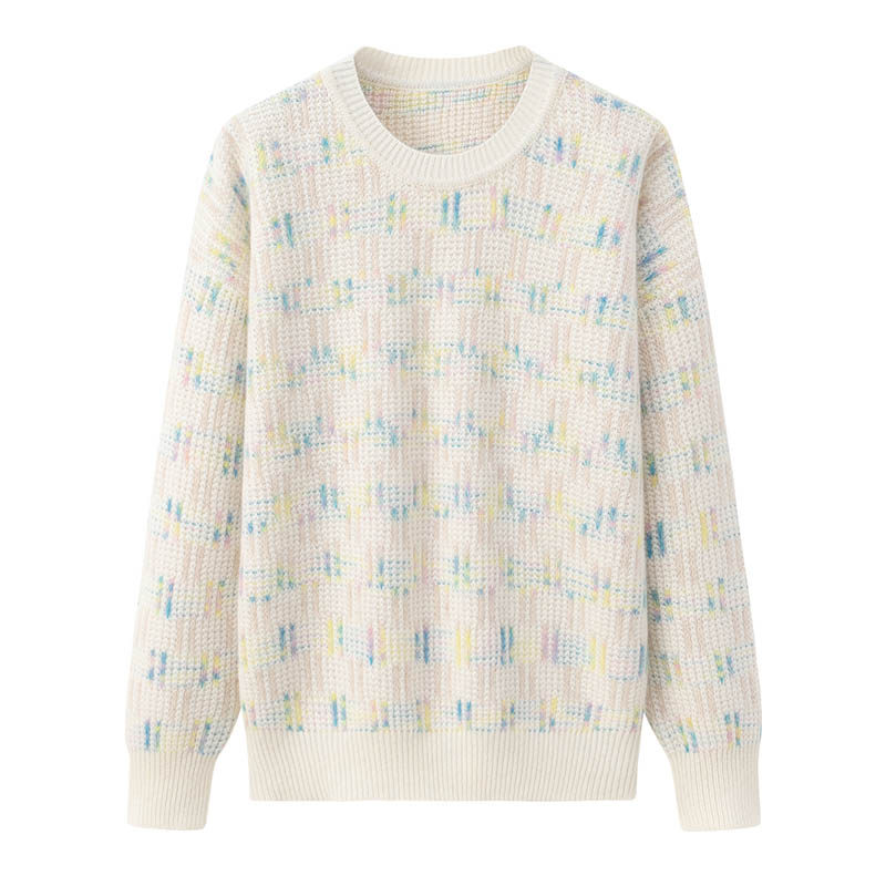 阿绒源100山羊绒装饰女套衫内蒙古发货产低圆领配色双股宽松毛衣,女装/女士精品,羊绒衫,淘宝优惠券,粉丝福利购,淘宝优惠卷