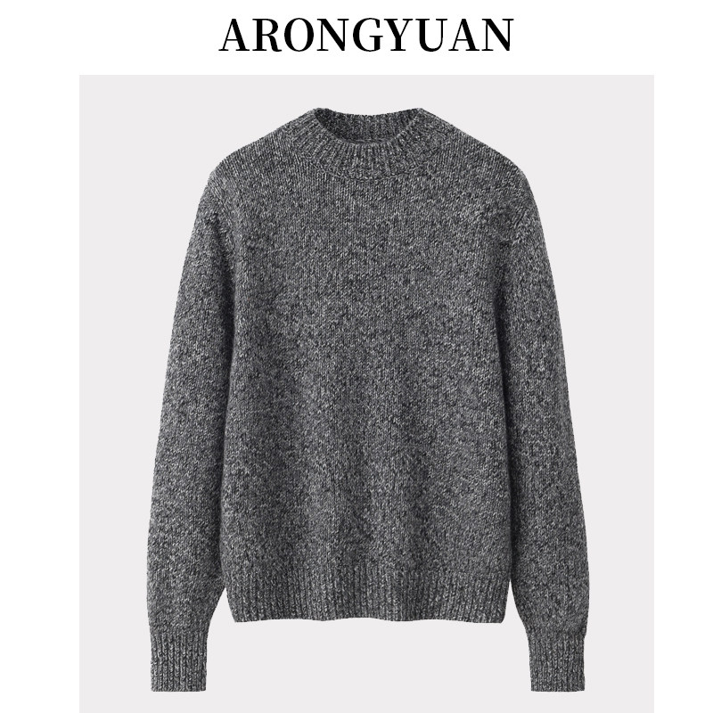 短款的版型，不挑剔身材！花纱圆领灰色套头羊绒衫新品女打底毛衣