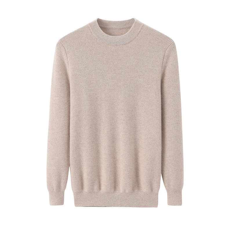 阿绒源纯羊绒衫男内蒙古半高领套头纯色打底衫宽松大码针织厚毛衣