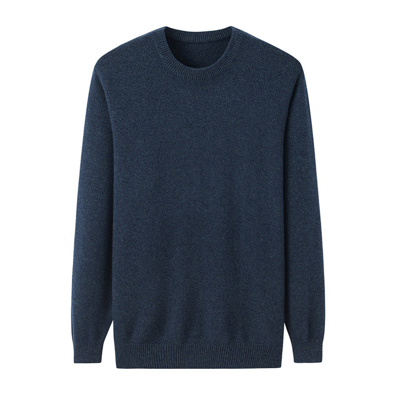 阿绒源纯羊绒衫男内蒙古低圆领套头纯色贴身打底宽松休闲百搭毛衣