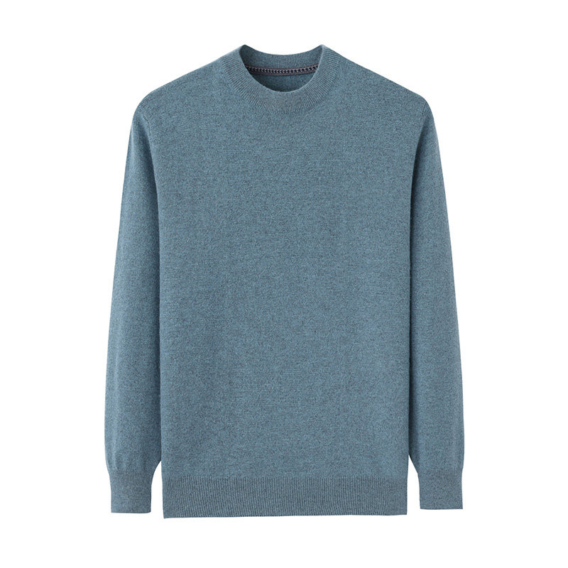 阿绒源秋冬男士羊绒衫圆领套头针织衫直筒休闲青年纯色打底毛衣