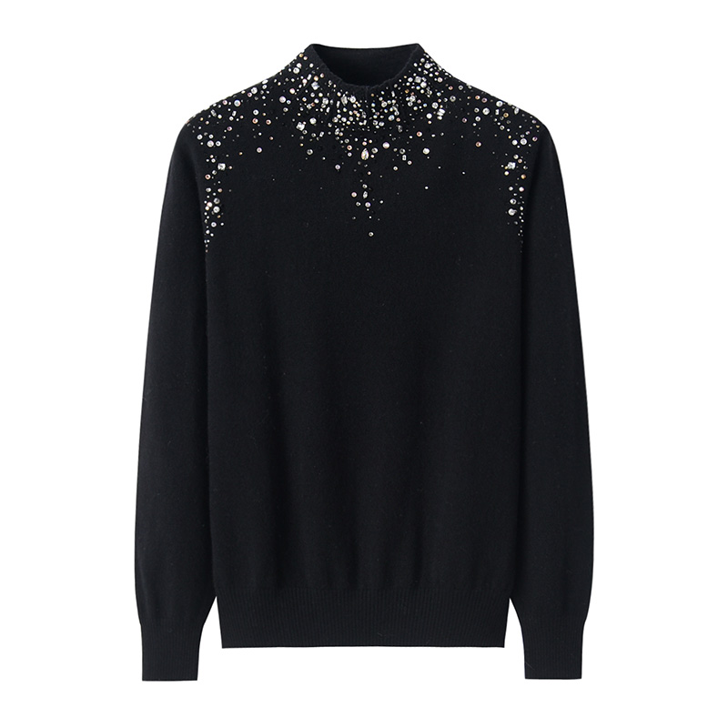 鄂尔多斯市半高领烫钻妈妈羊绒衫