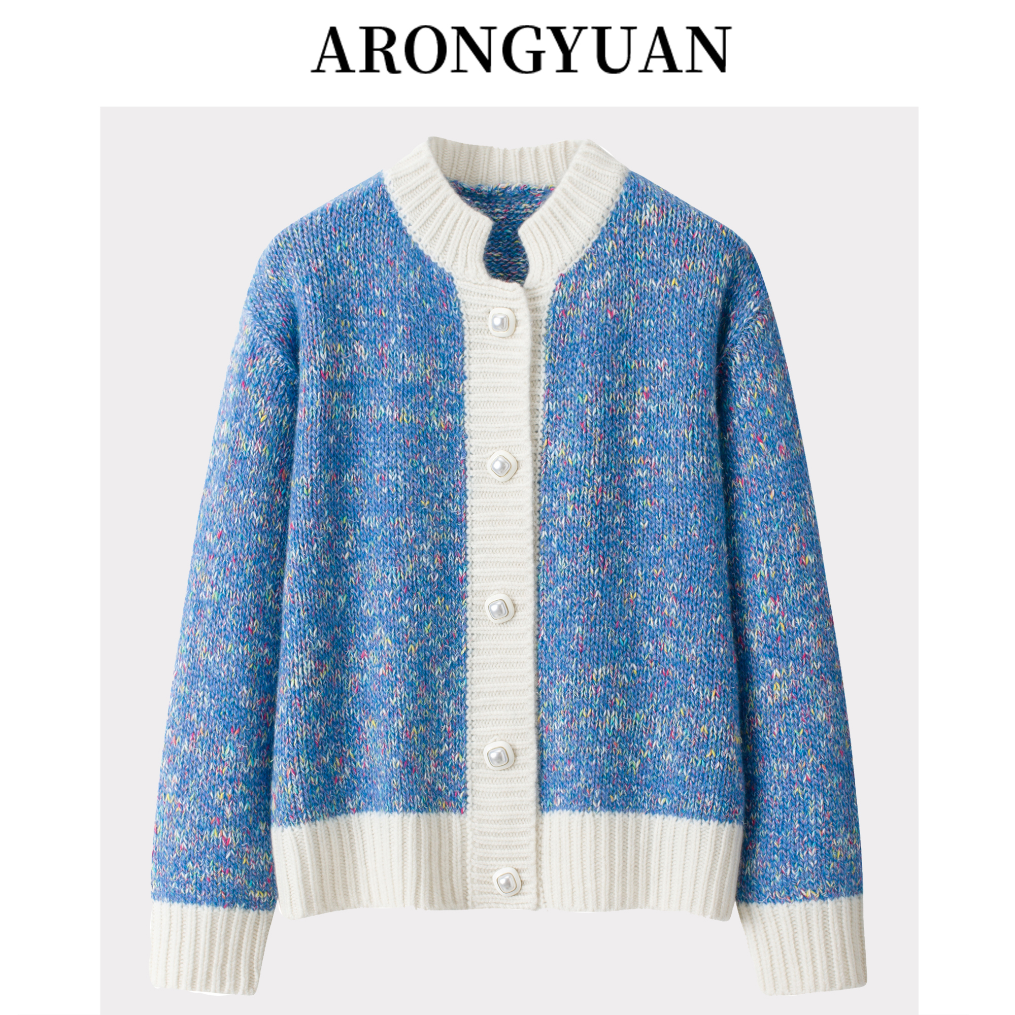 100山羊绒粗针花纱女开衫外套厚