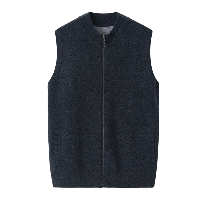阿绒源立领羊绒马甲男内蒙古发货秋冬加厚外套中老年背心拉链坎肩