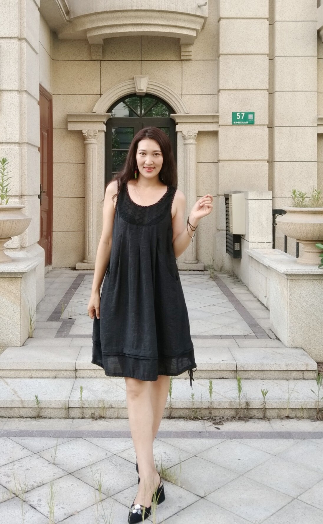 桑迪女装尾货拼接连衣裙女宽松绣花丝滑亲肤