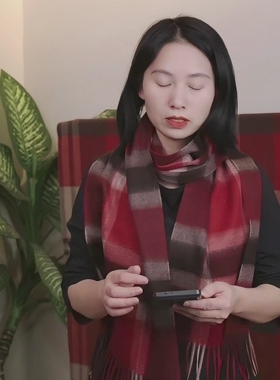 秋冬保暖时尚情侣款多功能厚款围巾美拉德棕色格子