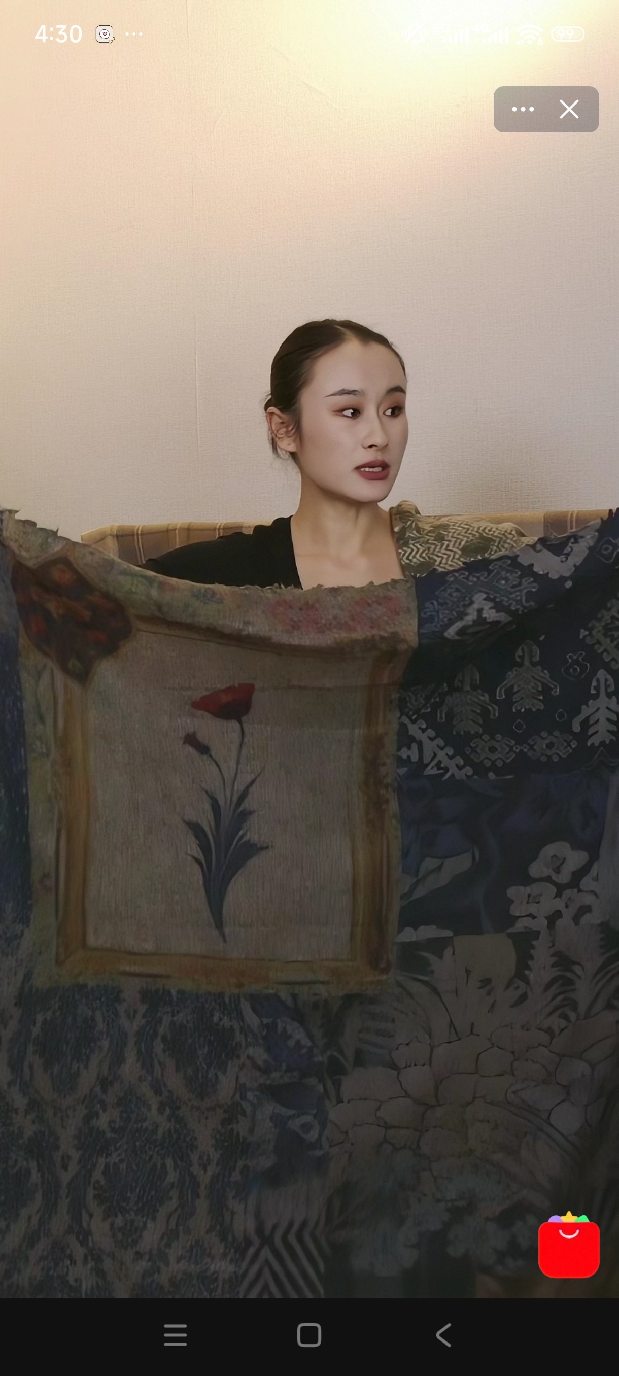秋冬羊绒斜纹中厚保暖方披肩蓝色花