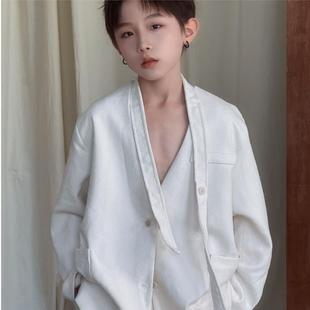 男童纯色V领商务极简西装 CHU 秋款 王子 25020 YAO