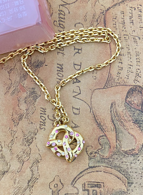 欧美外贸饰品寇家迟马蹄形打标镀真金项链锁骨链