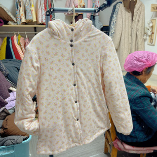 手工棉袄女士带帽外套秋冬加厚棉花衣棉衣棉服可加厚保暖棉花袄